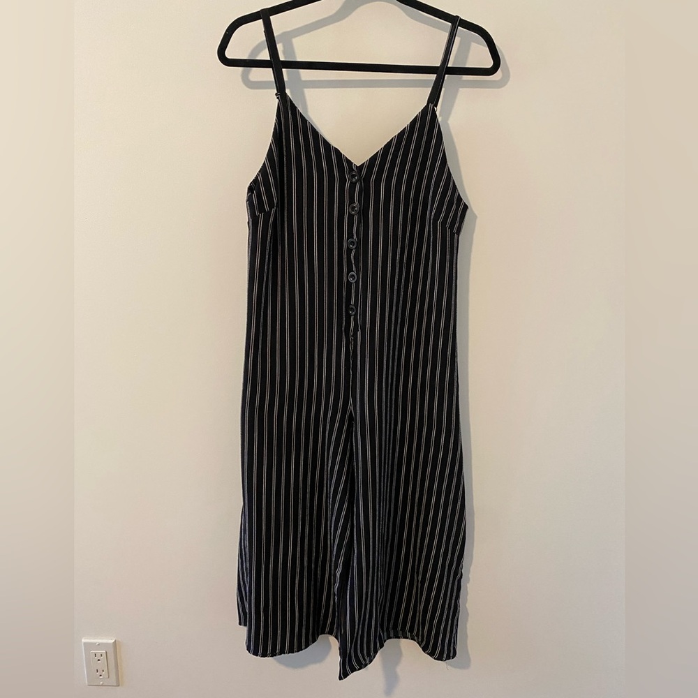 Black and White Striped Jumpsuit